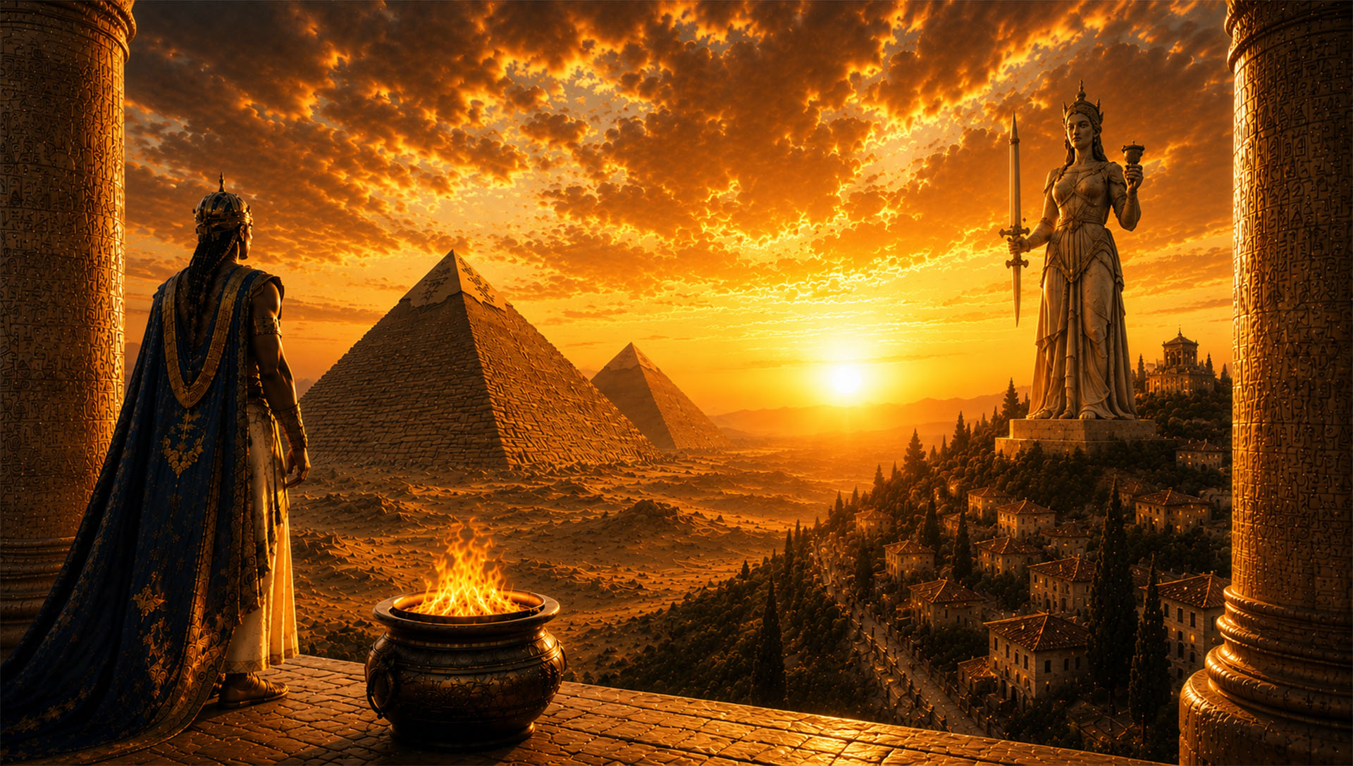 Pyramids at sunset